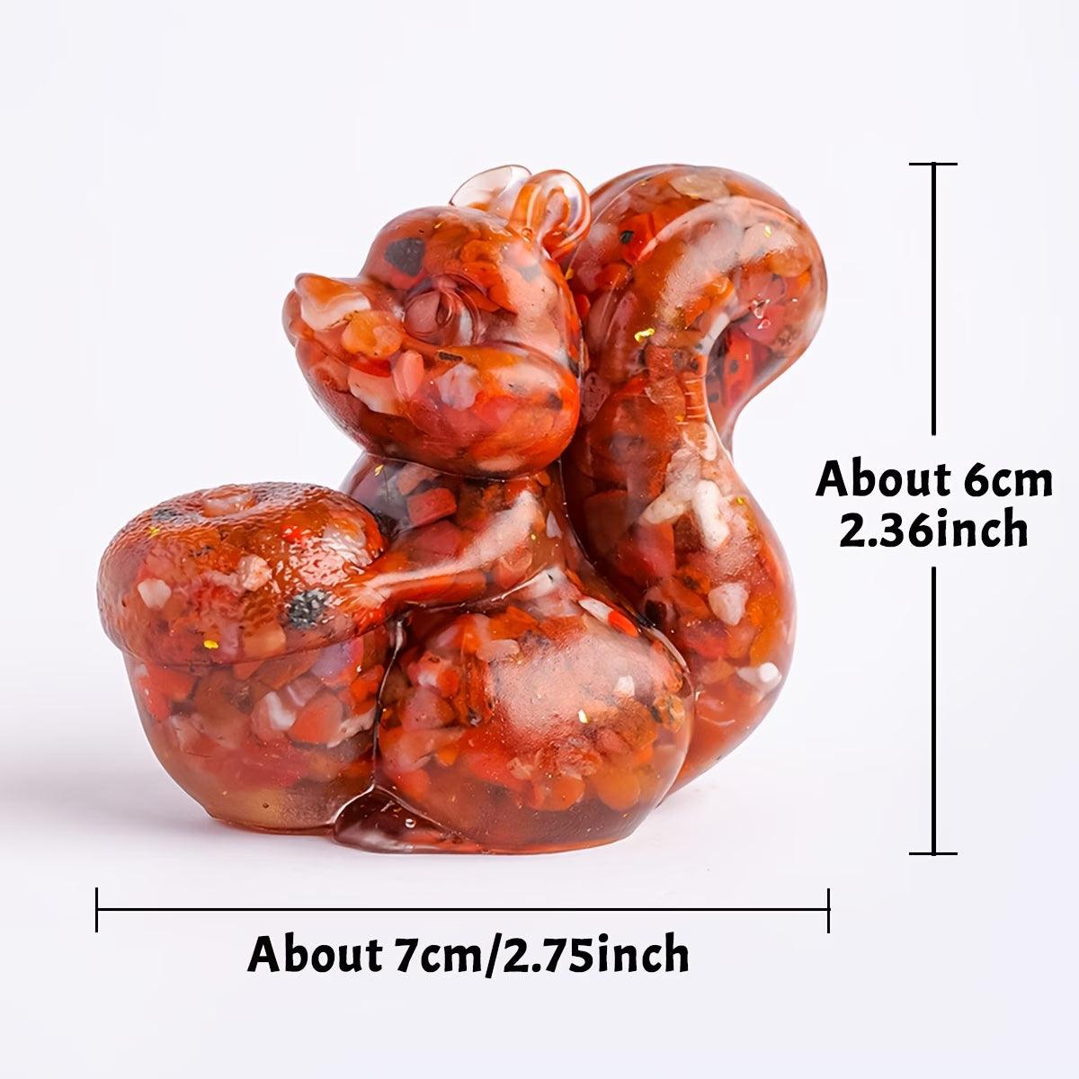 Écureuil en Résine & Jaspe Rouge