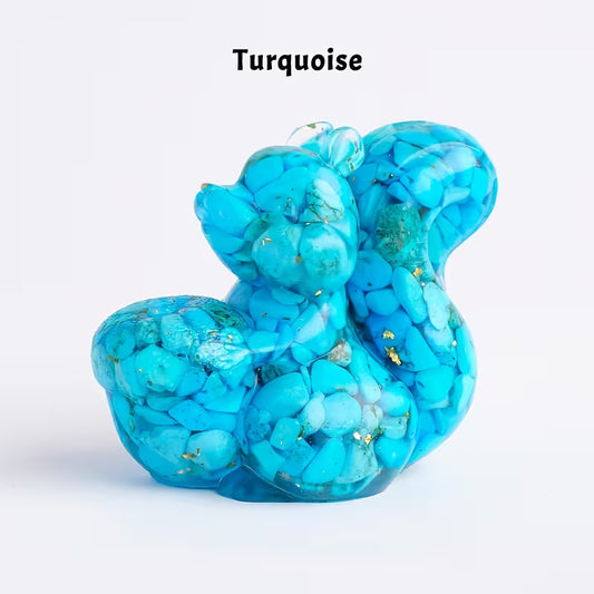 Écureuil en Résine & Turquoise