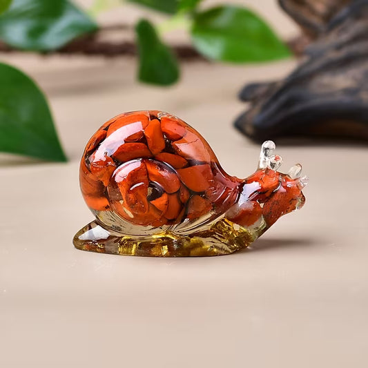 Escargot en Résine & Jaspe Rouge | Petit