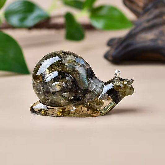 Escargot en Résine & Labradorite | Petit