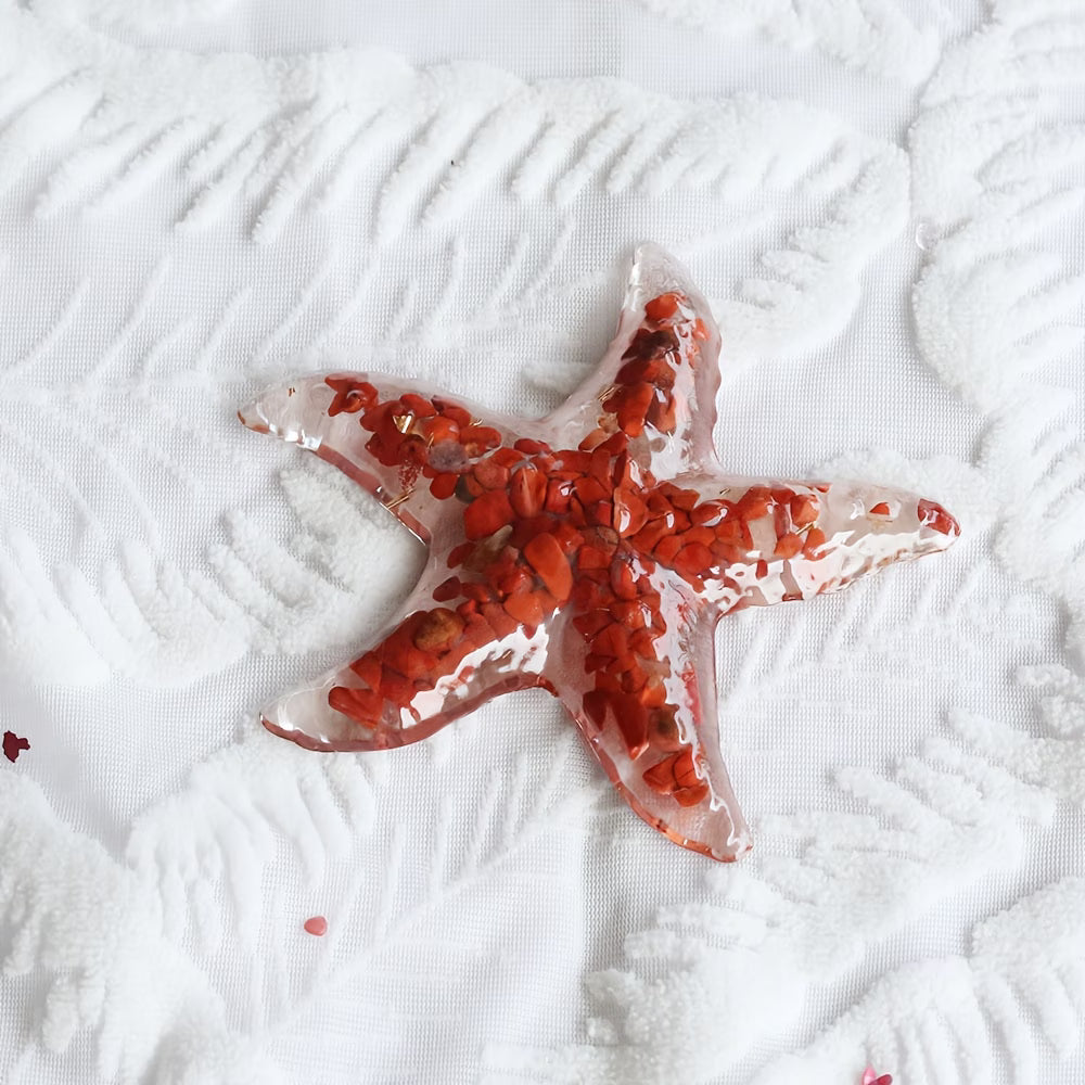 Étoile de Mer en Résine & Jaspe Rouge