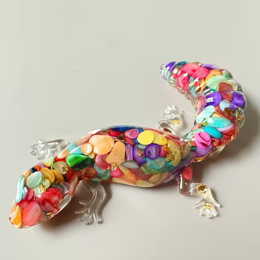 Gecko en Résine & Arc-en-ciel | Grand