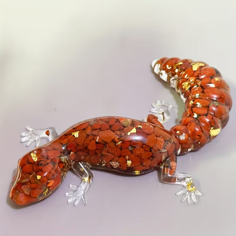 Gecko en Résine & Jaspe Rouge | Grand