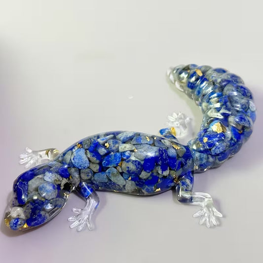 Gecko en Résine & Lapis Lazuli