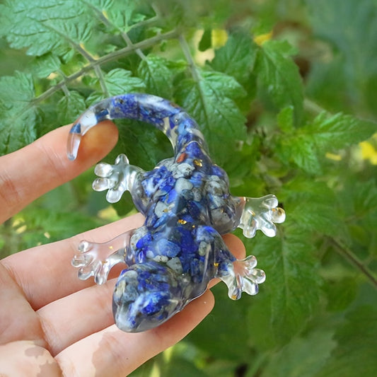Gecko en Résine & Lapis Lazuli | Petit