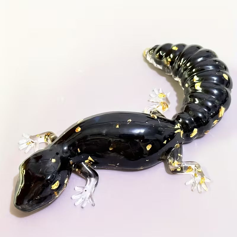 Gecko en Résine & Obsidienne | Grand