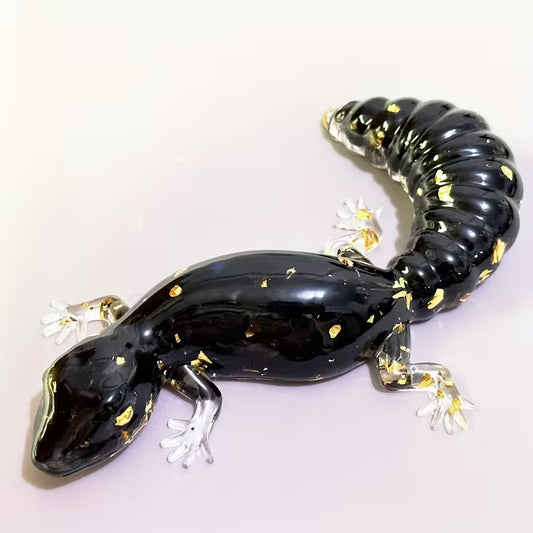 Gecko en Résine & Obsidienne | Grand