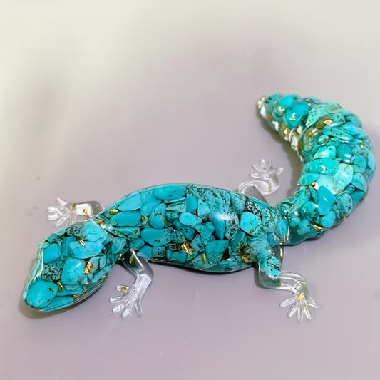 Gecko en Résine & Turquoise | Grand