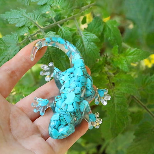 Gecko en Résine & Turquoise | Petit
