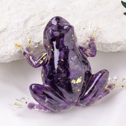 Grenouille en Résine & Améthyste | Grande