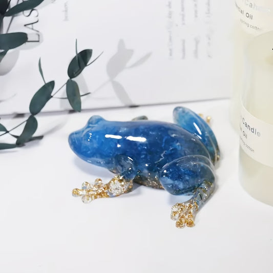 Grenouille en Résine & Crystal Bleu | Grande