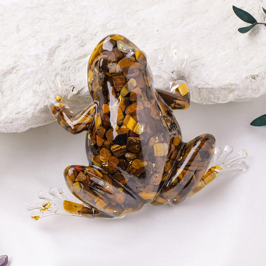 Grenouille en Résine & Oeil de Tigre | Grande