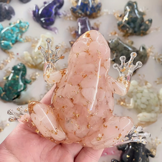 Grenouille en Résine & Quartz Rose | Grande