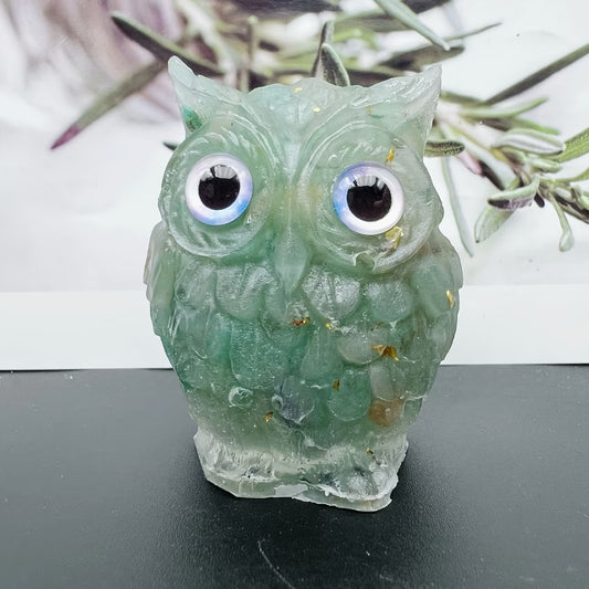 Hibou en Résine & Aventurine | Grand