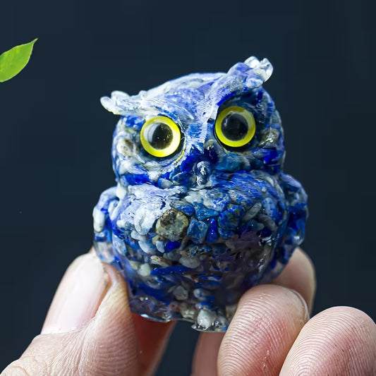 Hibou en Résine & Lapis Lazuli | Petit
