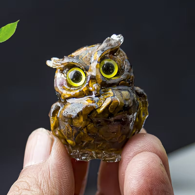 Hibou en Résine & Oeil de Tigre | Petit