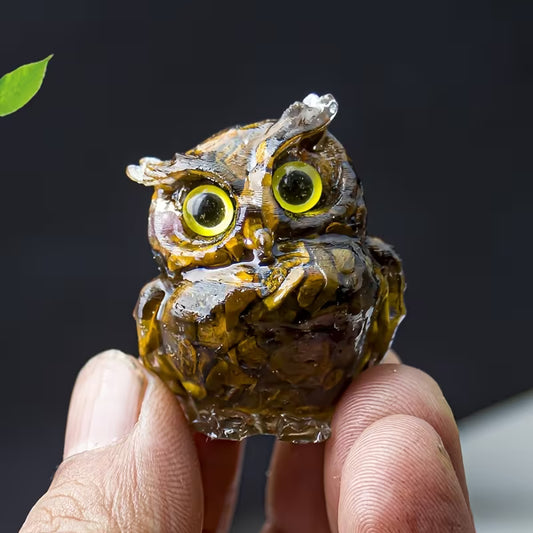Hibou en Résine & Oeil de Tigre | Petit
