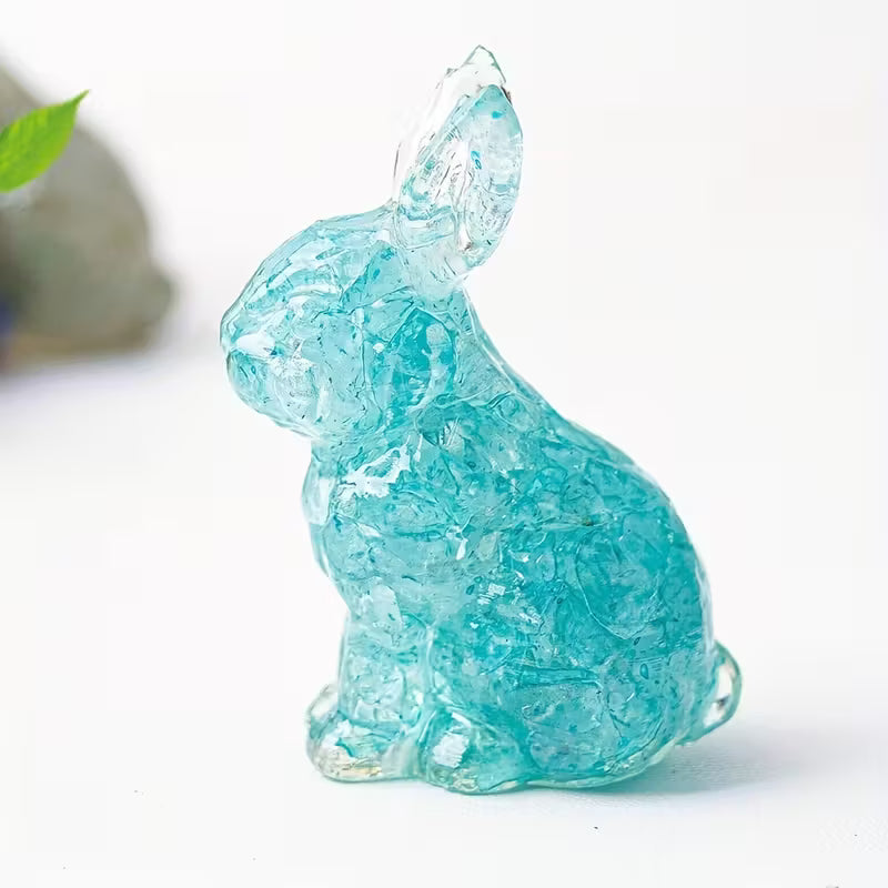 Lapin en Résine & Aquamarine | Grand