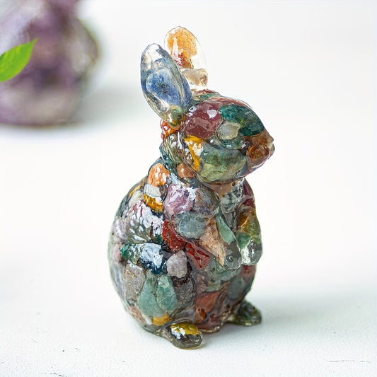 Lapin en Résine & Jaspe Océanique | Petit