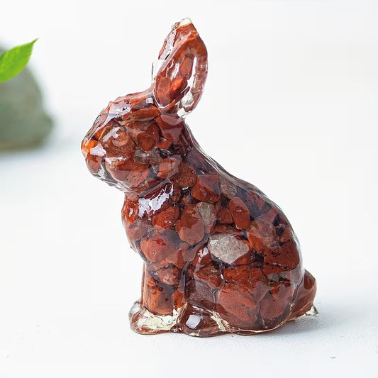 Lapin en Résine & Jaspe Rouge | Moyen