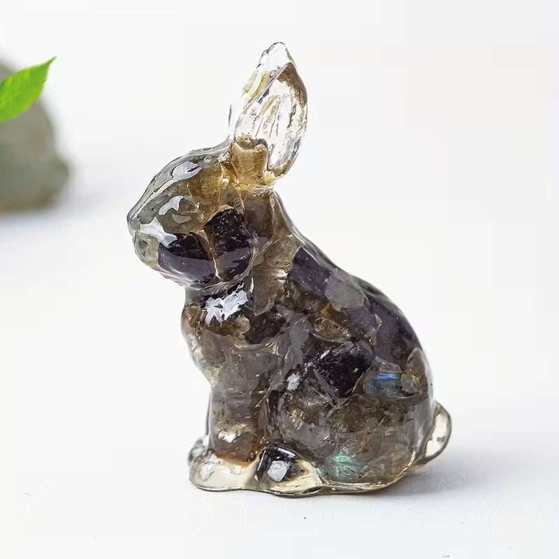Lapin en Résine & Labradorite | Moyen