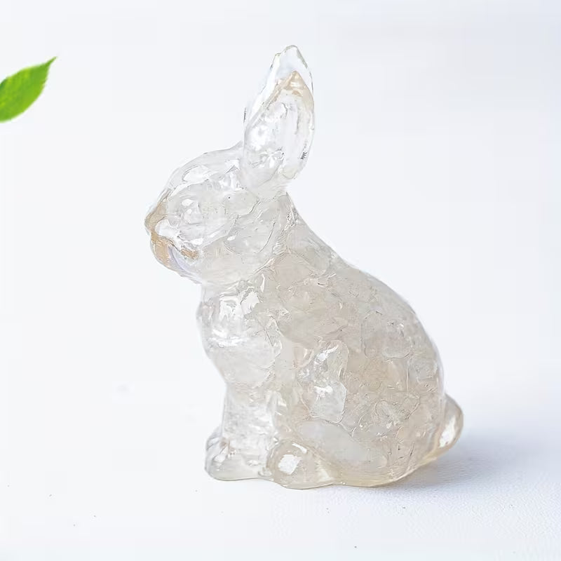 Lapin en Résine & Quartz Blanc | Moyen