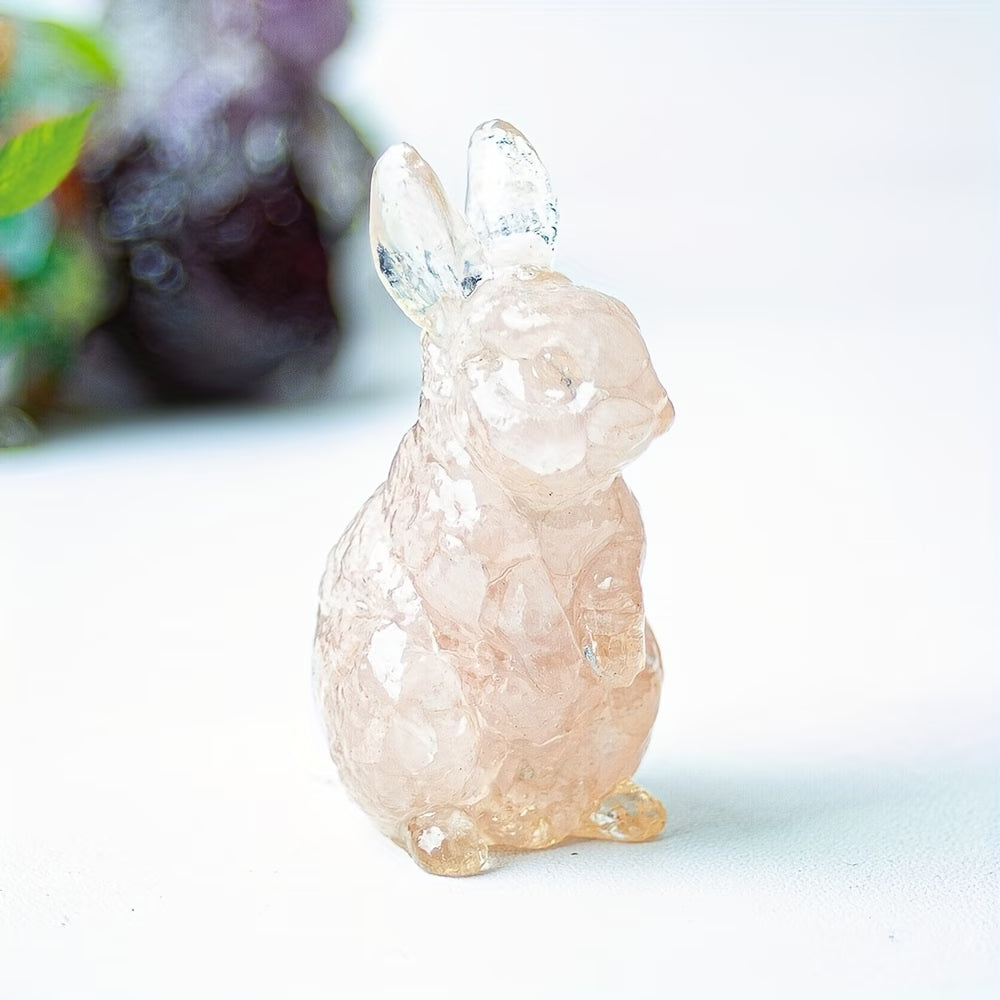 Lapin en Résine & Quartz Rose | Petit