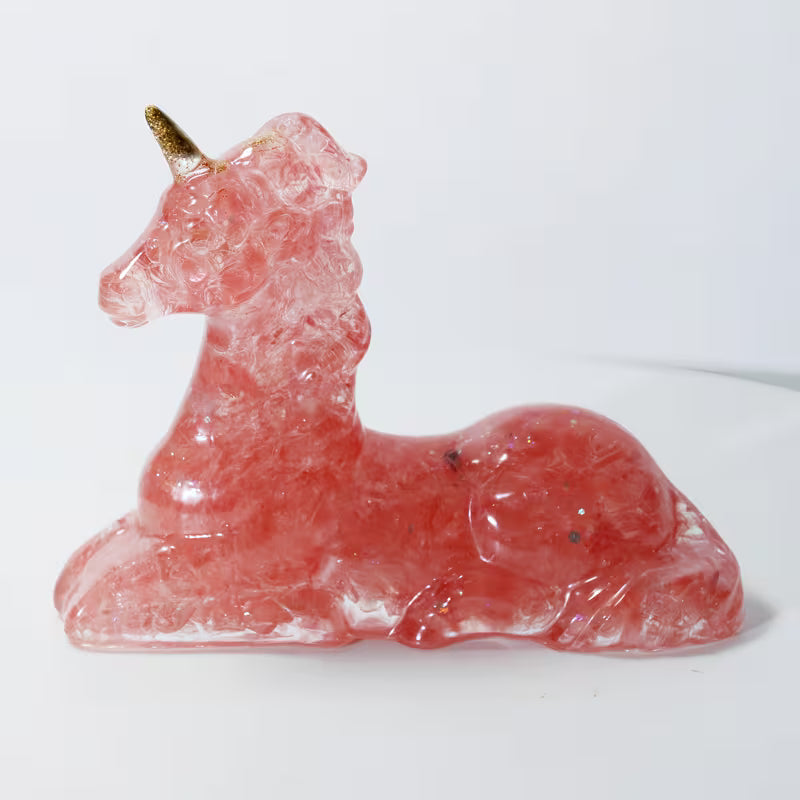 Licorne en Résine & Quartz Fraise