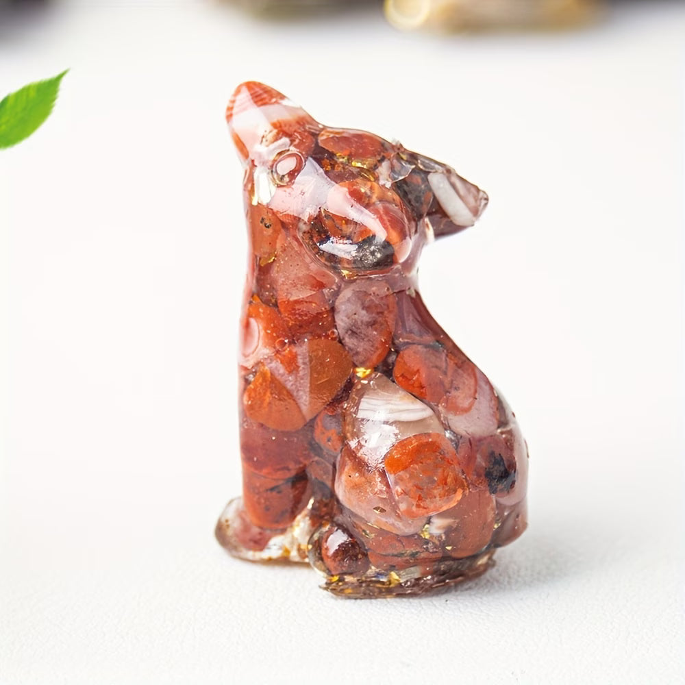 Loup en Résine & Agate Rouge