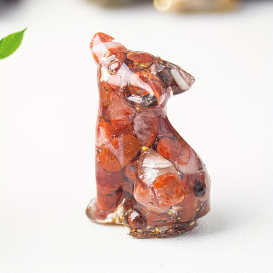 Loup en Résine & Agate Rouge