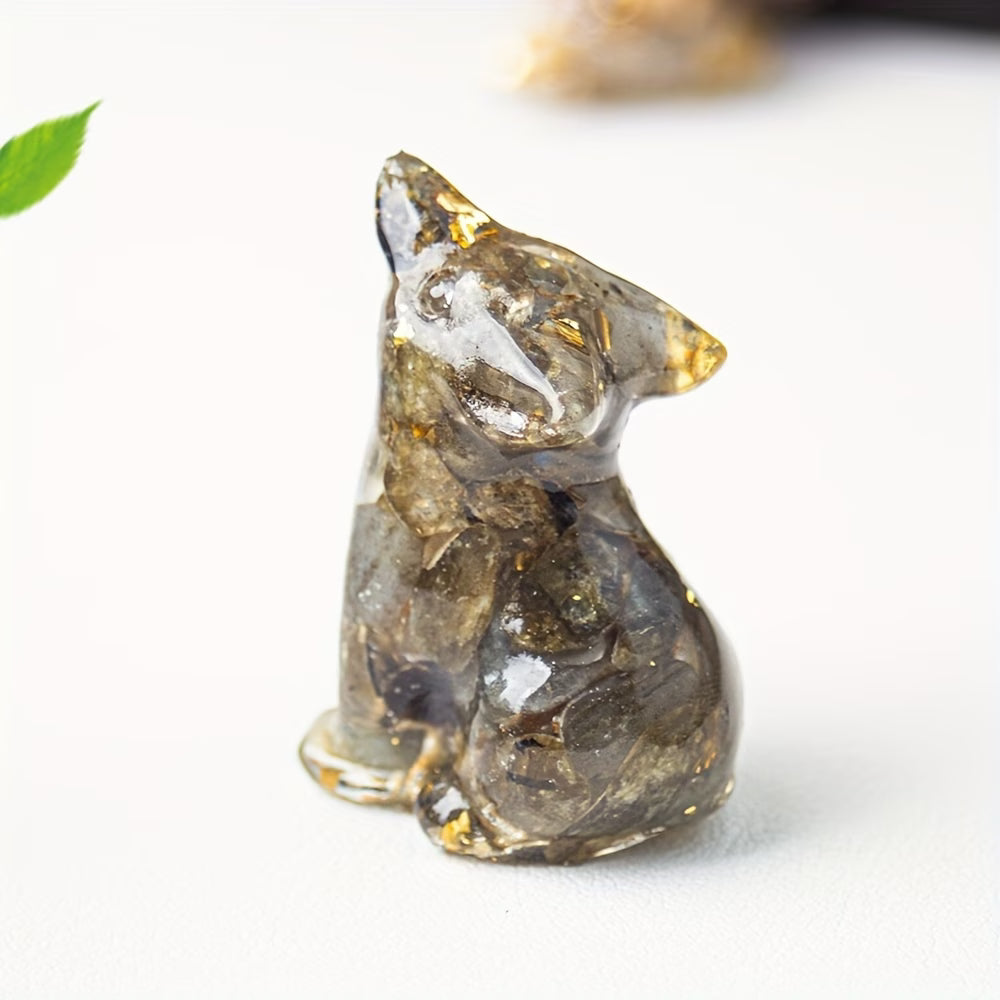 Loup en Résine & Labradorite