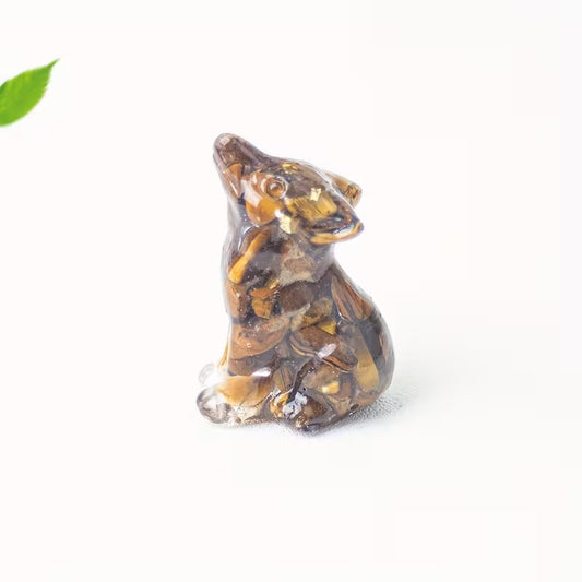 Loup en Résine & Oeil de Tigre