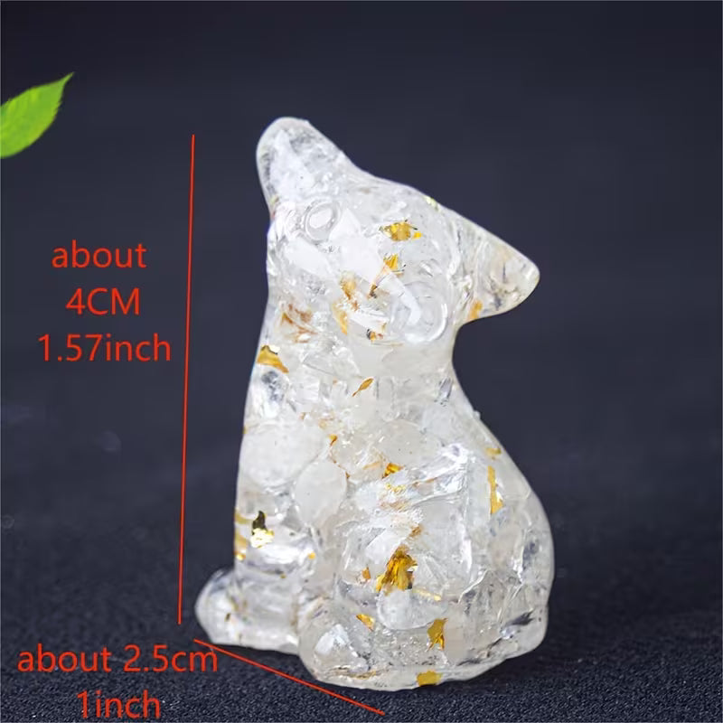 Loup en Résine & Quartz Blanc
