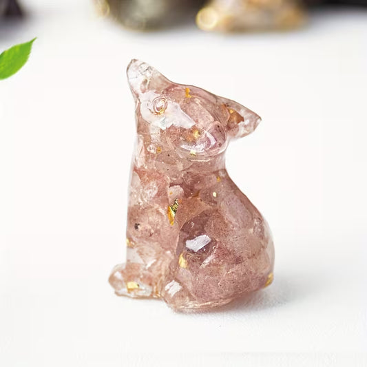 Loup en Résine & Quartz Fraise