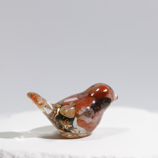 Oiseau en Résine & Agate Rouge