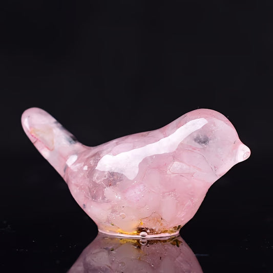 Oiseau en Résine & Quartz Rose