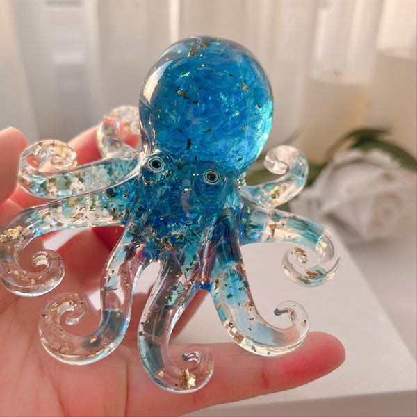 Pieuvre en Résine & Crystal Bleu