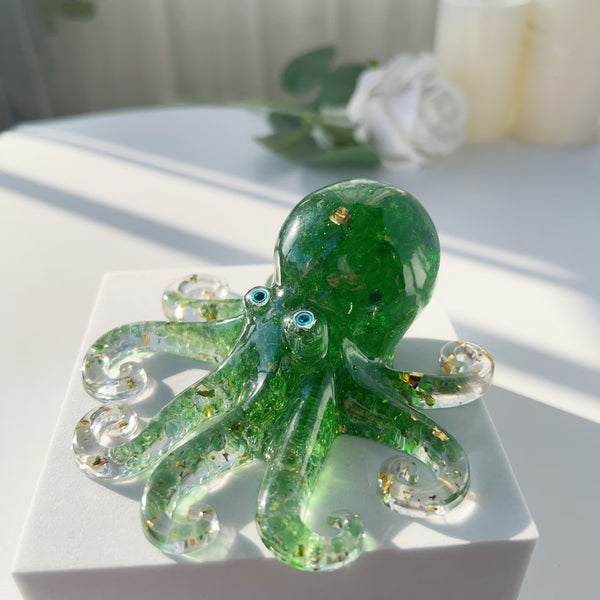 Pieuvre en Résine & Crystal Vert