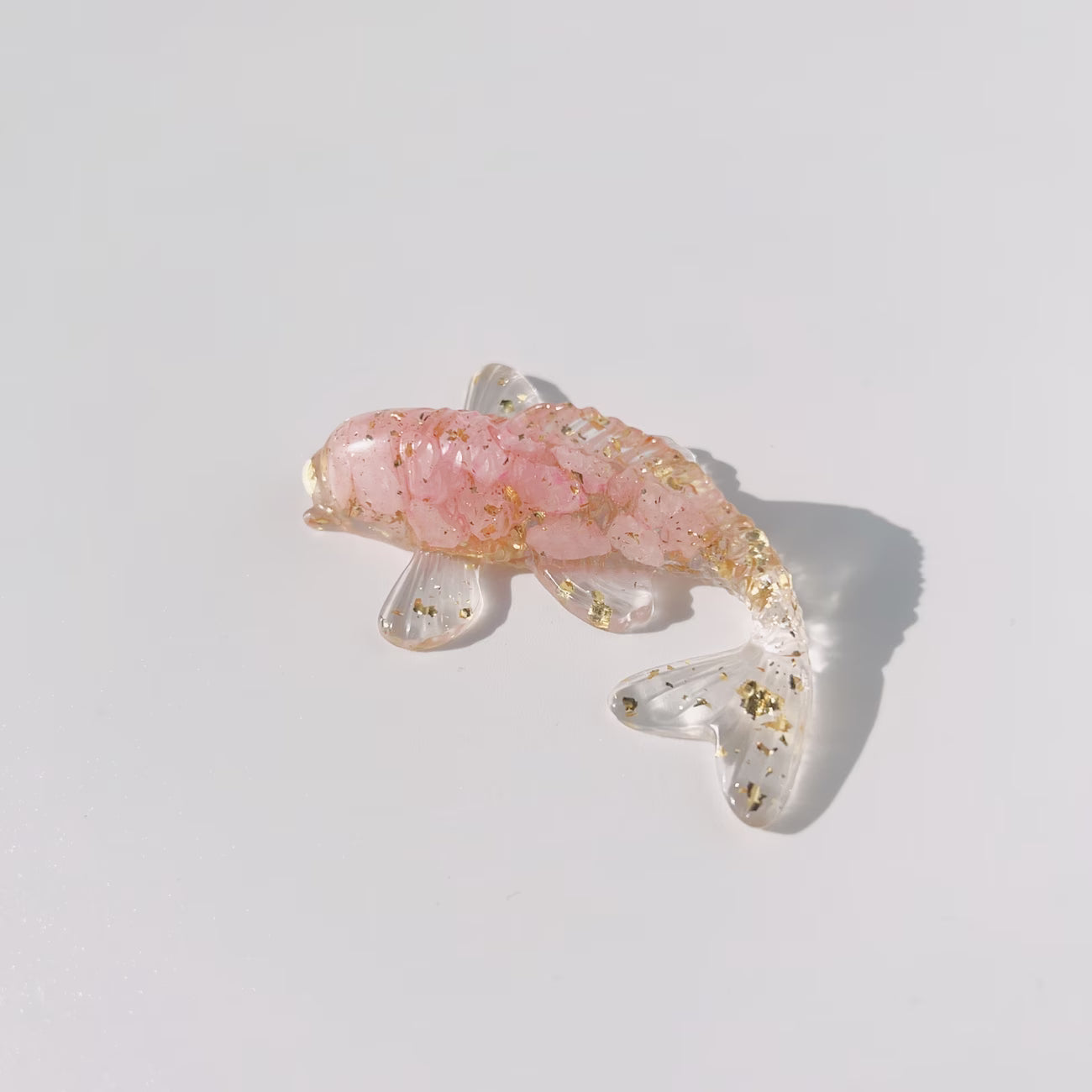 Poisson en Résine & Quartz Rose
