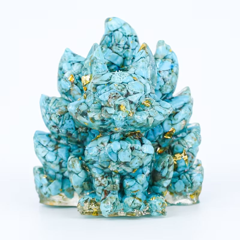 Renard en Résine & Turquoise