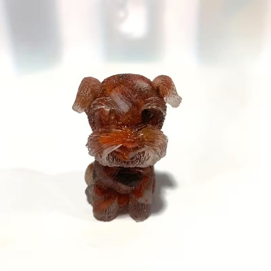 Schnauzer en Résine & Agate Rouge
