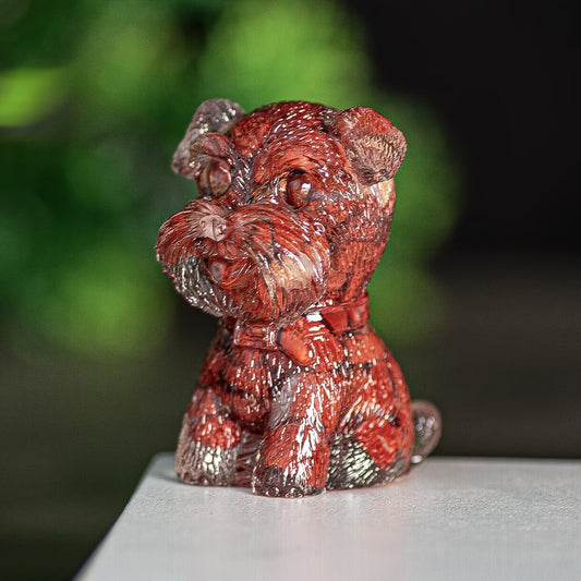 Schnauzer en Résine & Jaspe Rouge