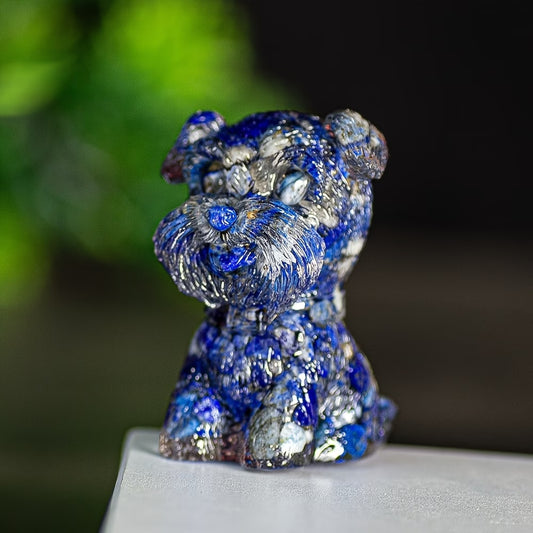 Schnauzer en Résine & Lapis Lazuli