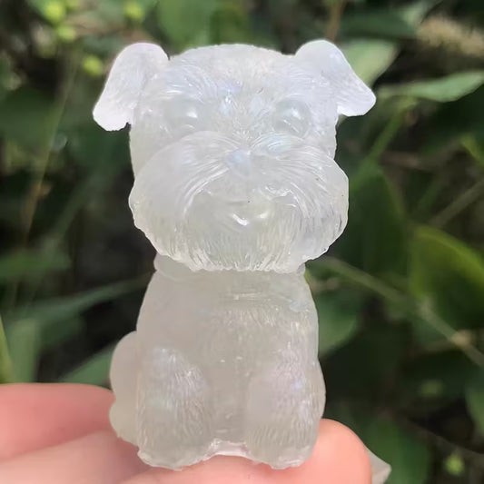 Schnauzer en Résine & Quartz Blanc