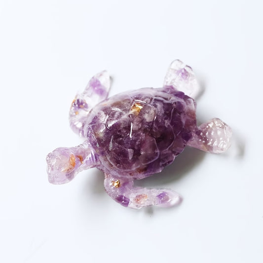 Tortue Marine en Résine & Améthyste | Grande