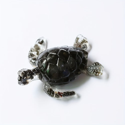 Tortue Marine en Résine & Obsidienne | Grande