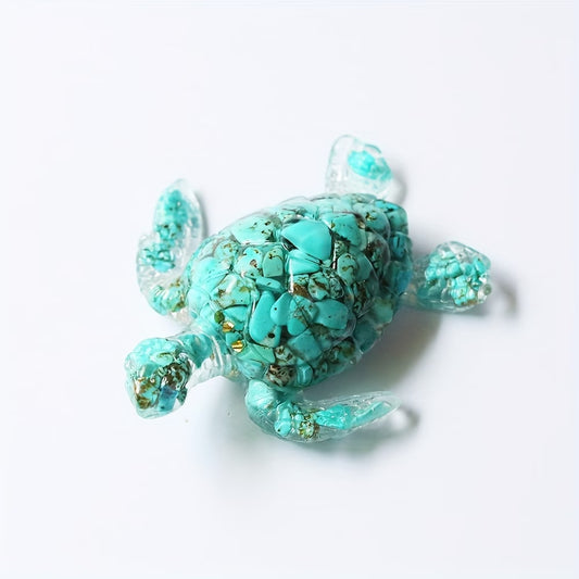Tortue Marine en Résine & Turquoise | Grande