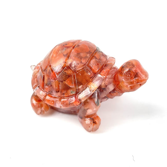 Tortue Terrestre en Résine & Agate Rouge | Petite