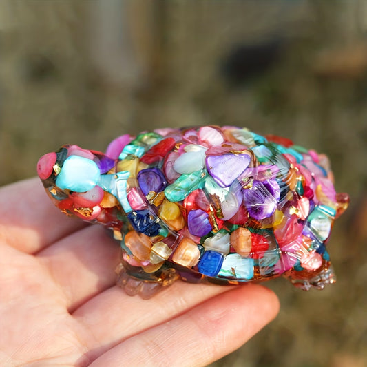 Tortue Terrestre en Résine & Arc-en-ciel | Grande