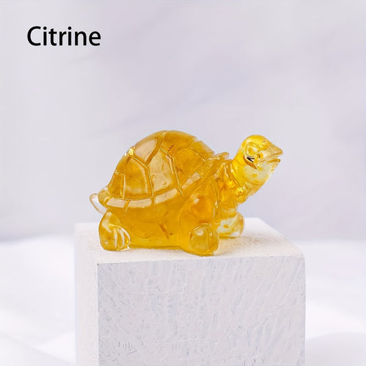 Tortue Terrestre en Résine & Citrine | Petite